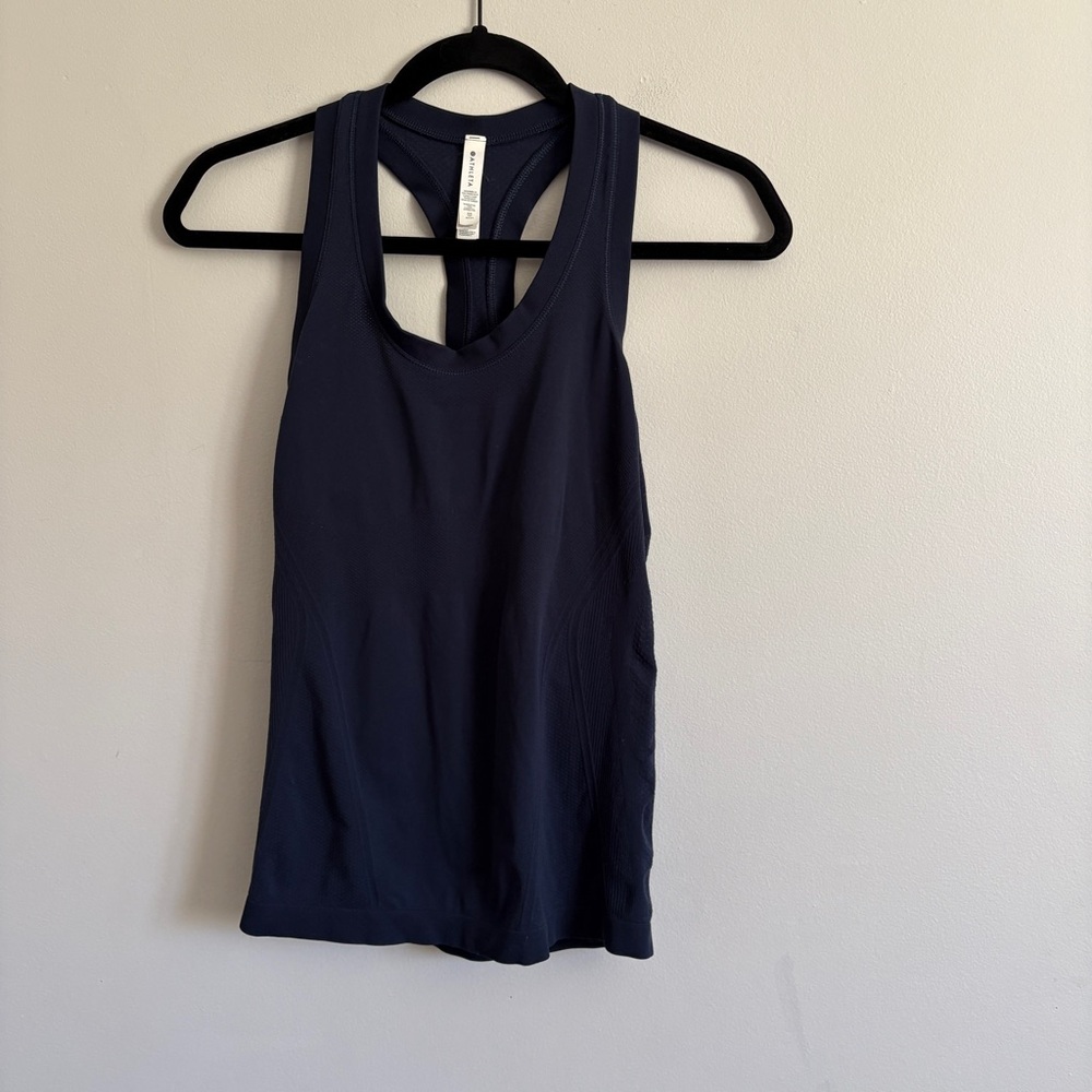 Athleta Womens Momentum Seamless Racerback Tank Top Navy Blue XS Lightweight